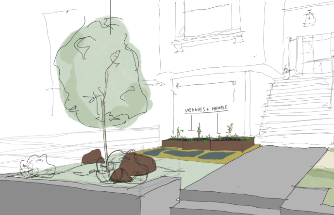 Garden design sketch — detail view